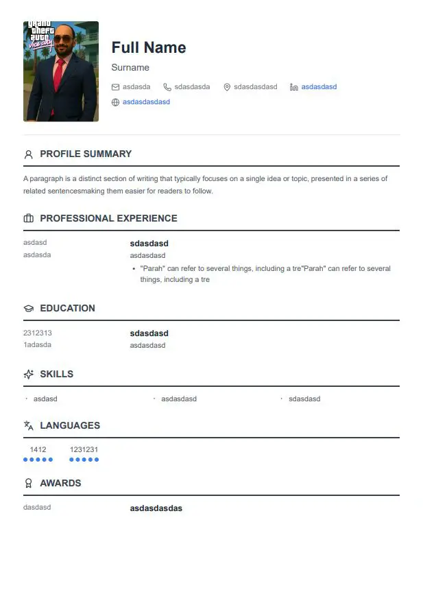 Multi Page Resume